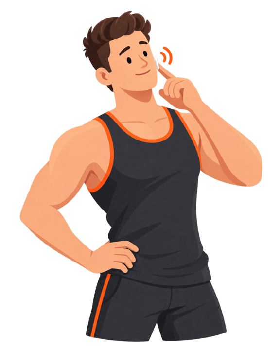 An athlete touching their AirPods